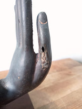 Load image into Gallery viewer, Antique Bronze Buddha Hand Statue Mounted Upon Wooden Base