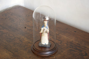 Madonna & Child Antique Devotional Figure in Glass Dome