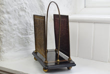 Load image into Gallery viewer, Victorian Magazine Rack with Ebonised Base and Brass Foliate Detail