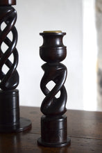 Load image into Gallery viewer, three wooden candlesticks