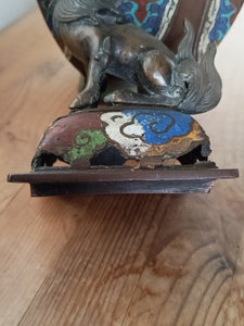 Antique Japanese Bronze Champleve Enamel Censer