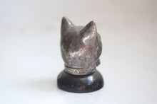 Load image into Gallery viewer, Antique Silver Cats Head with Glass Eyes
