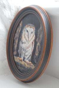 Barn Owl, Vintage Original Oil on Board, Signed B.Barratt
