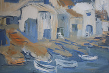 Load image into Gallery viewer, 20th Century Expressionist Harbour Scene Acrylic on Canvas