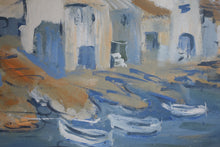 Load image into Gallery viewer, 20th Century Expressionist Harbour Scene Acrylic on Canvas