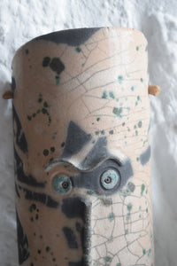 Mid Century Handmade Raku Pottery Wall Mask