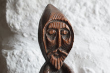 Load image into Gallery viewer, Large Hand Carved Wooden Medieval Monk Figurine, Ecclesiastical Antique
