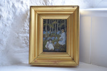 Load image into Gallery viewer, 19th Century Oil on Panel Two Girls Picking Bluebells in a Woodland Clearing