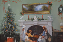 Load image into Gallery viewer, Christmas Fireside Scene with Children, Les Parson Oil on Canvas