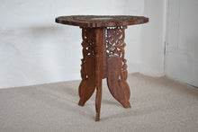 Load image into Gallery viewer, Small Hand Carved Folding Wooden Side Table