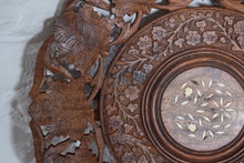 Load image into Gallery viewer, Small Hand Carved Folding Wooden Side Table