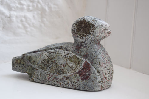 Hand Carved Cornish Serpentine Duck Sculpture