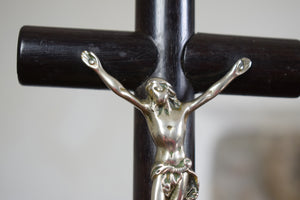 Large 19th Century Ebony Altar Crucifix