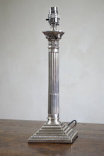 Load image into Gallery viewer, Large Silver Plated Corinthian Column Table Lamp