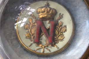 Early 20th Century Glass Paperweight with Enamelled and Gilt Crest