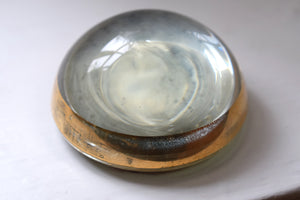 Early 20th Century Glass Paperweight with Enamelled and Gilt Crest