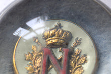 Load image into Gallery viewer, Early 20th Century Glass Paperweight with Enamelled and Gilt Crest