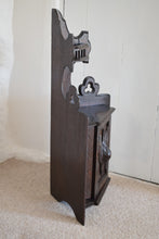 Load image into Gallery viewer, Small Oak Corner Cupboard with Carved Bird Panel Detail