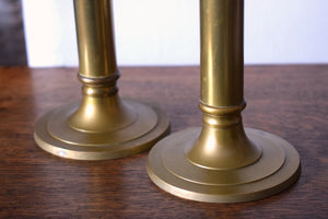 Early 20th Century Brass Coronet Candlesticks with Glass Cabochons