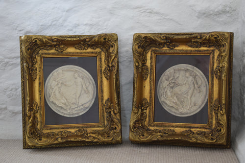 Pair of Victorian Carved Marble Plaques by Edward W. Wyon, 1848
