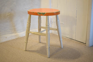 Antique Kitchen Stool with Later Mid Century Paint