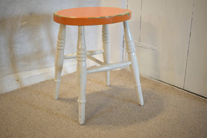 Antique Kitchen Stool with Later Mid Century Paint