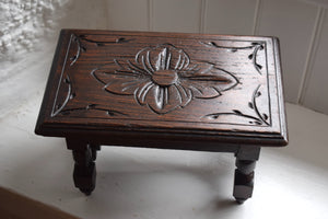 Small Antique Carved Oak Footstool