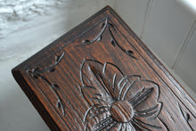 Load image into Gallery viewer, Small Antique Carved Oak Footstool