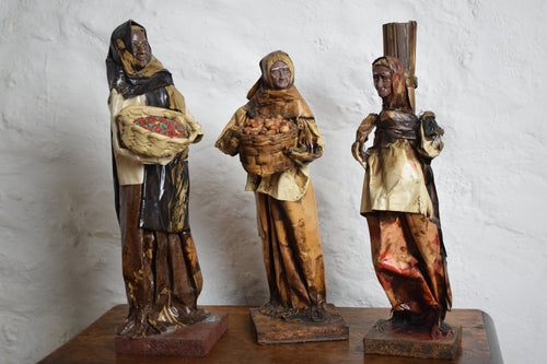 Set of Three Mexican Folk Art Paper Mache Figures