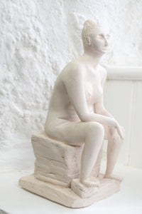 Original Handmade Sculpture Seated Nude Female in Contemplation