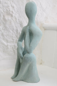 Handmade Studio Pottery Sculpture Anthropomorphic Form in Contemplation