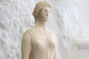 Handmade Stoneware Pottery Sculpture Grecian Woman Statue