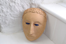 Load image into Gallery viewer, Unusual Handmade Stoneware Mask with Blue Eyes
