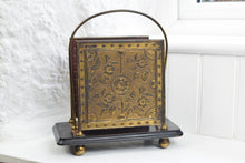 Load image into Gallery viewer, Victorian Magazine Rack with Ebonised Base and Brass Foliate Detail