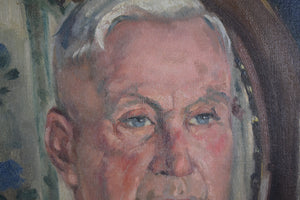 Mid Century Post Impressionist Portrait of an Elderly Gent, Oil on Canvas
