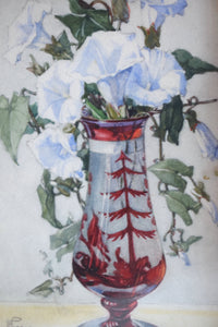 Lucy Elizabeth Pierce RMS (1887–1950) Still Life Watercolour Miniature of Flowers