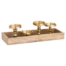 Load image into Gallery viewer, Hardwood Display Tray With Four Candle Holders