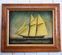 Load image into Gallery viewer, Antique Victorian Reverse Painted Glass Schooner &#39;Georgia&#39; 1853