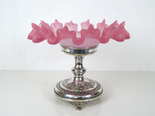 Load image into Gallery viewer, silver and pink glass centrepiece 
