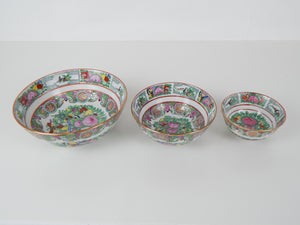 Set of Three Early 20th Century Chinese Famille Rose Bowls