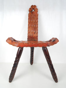 Vintage European Birthing Chair with Carved Details