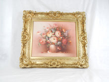 Load image into Gallery viewer, Large flower painting in gold frame
