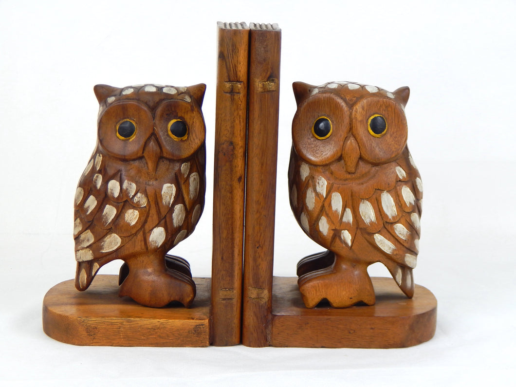 wooden owl bookends