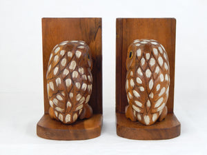 wooden owl bookends