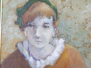 portrait of a woman with green gloves