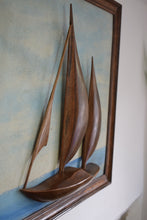 Load image into Gallery viewer, Large Cornish Made Elm Yacht at Sea Sculpture