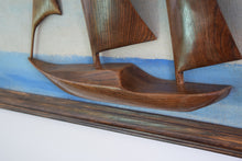 Load image into Gallery viewer, Large Cornish Made Elm Yacht at Sea Sculpture