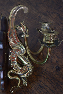 Victorian Brass Dragon Wall Sconces