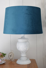 Load image into Gallery viewer, White Washed Natural Wood Lamp with Teal Shade
