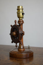 Load image into Gallery viewer, oak ships wheel lamp